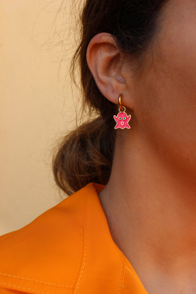 Bright Pink Scary Hoops (Stainless Steel)