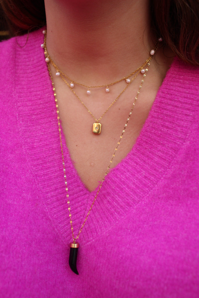 Colored horn Necklace (Stainless Steel)