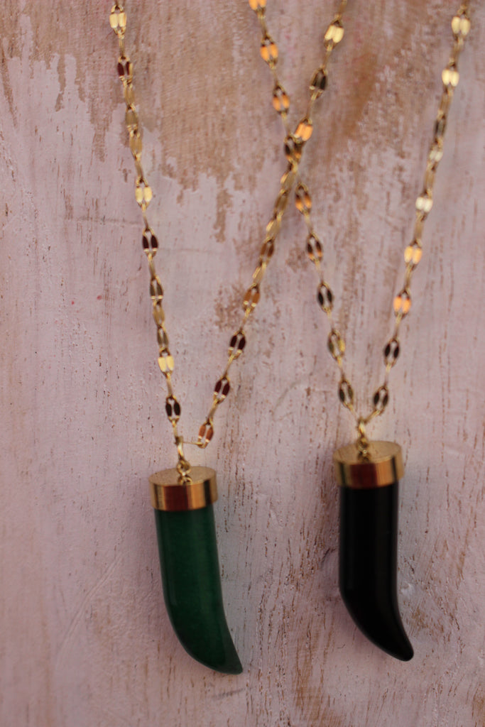 Colored horn Necklace (Stainless Steel)
