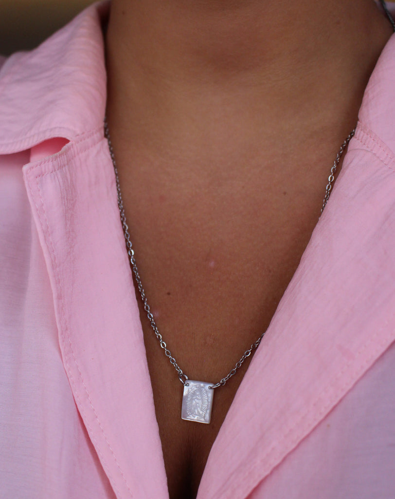 Madre Silver Color Scapular (Stainless Steel)